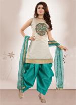 Green Chanderi silk Festival Wear Hand Work Readymade Salwar Suit